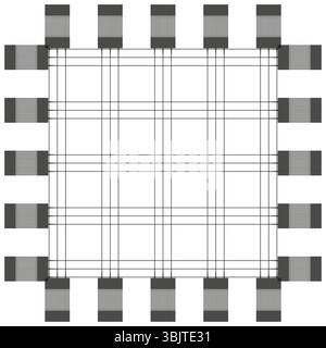 Kariertes Rahmenmuster. Quadratischer Rasterrahmen. Minimaler Layoutvektor. Symmetrische Konstruktionsform. Stock Vektor