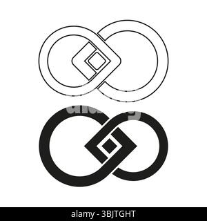 Symbol für verknüpfte Ruftöne. Symbol für Kettenverbindung. Form der Vektoreinheit. Überlappendes Schleifenelement. Stock Vektor