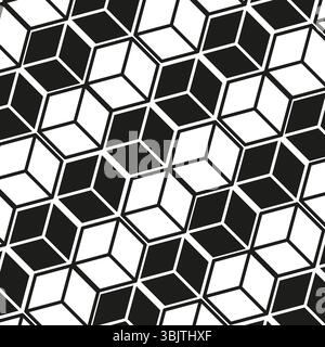 Cube-Mustervektor. Schwarz-weiße Sechsecke. Geometrische Blocktextur. Abstraktes modernes Layout. Stock Vektor