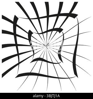 Verzerrtes Gittermuster. Abstrakter Welleneffekt. Geometrische Strichgrafik. Moderner Vektor-Hintergrund. Stock Vektor
