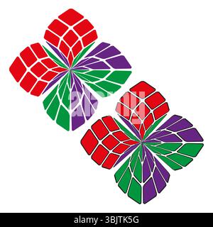 Cube-Vektormuster. Isometrische Blockform. Geometrische Farbform. Helles abstraktes Symbol. Stock Vektor