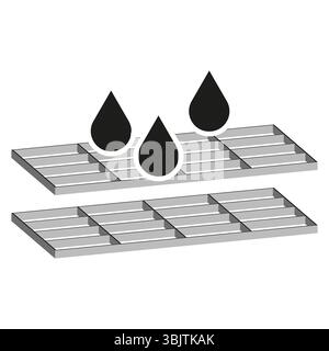Design mit Tropfen-Symbol. Wasserfliesenoberfläche. Vektor-Nasselement. Symbol für hygienische Feuchtigkeit. Stock Vektor