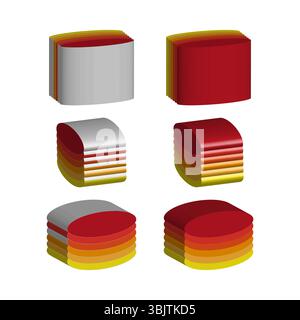 Farbenfrohe 3D-Formulare. Abstrakte geometrische Formen. Helle, moderne Elemente. Objekte mit Vektorschicht. Stock Vektor