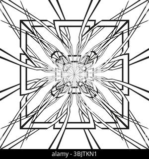 Geometrisches quadratisches Muster. Abstraktes Liniendesign. Vektorsymmetrische Textur. Sich schneidende Formen Kunst. Stock Vektor