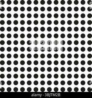 Gleichförmiges Punktraster. Halbtonmuster-Textur. Nahtloses Polka-Arrangement. Geometrische Vektorfläche. Stock Vektor