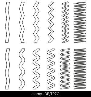 Wellenlinienvektor. Abstrakte schwarze Form. Einfarbiges Streifenmuster. Vertikales Rhythmusdesign. Stock Vektor