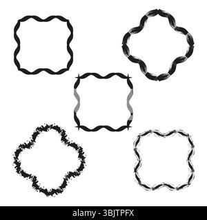 Abstrakte gekrümmte Rahmen. Organische Vektorformen. Unregelmäßige Begrenzungselemente. Dekorative, fließende Designs. Stock Vektor