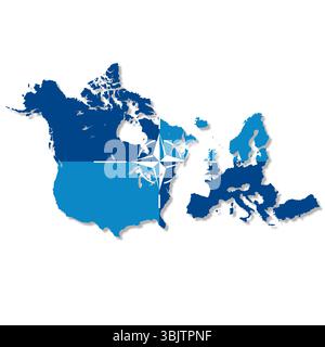 NATO-Flaggenkarte mit Beschneidungspfad Stockfoto