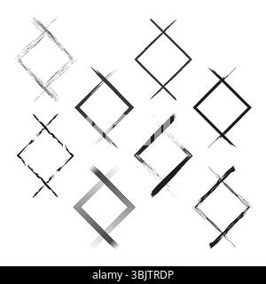 Abstrakte Diamantformen. Geometrisches Überblendmuster. Vektor-Graustufenelemente. Transparente Symmetrie. Stock Vektor