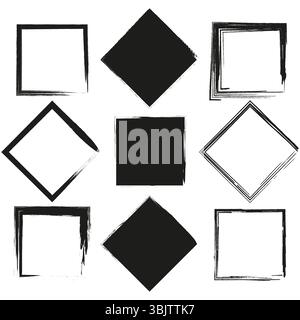 Rautensymbol. Geometrisches Formset. Vektor-Diamantfigur. Durchgehend und konturiert. Stock Vektor
