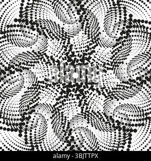 Rasterblume. Gepunktetes radiales Muster. Abstraktes Shape-Objekt. Dekorative Vektorform. Stock Vektor