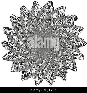 Fraktales Schneeflocken-Symbol. Abstraktes Spiraldesign. Vektorkomplexes Muster. Geometrische radiale Form. Stock Vektor