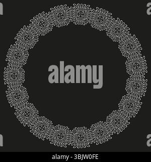 Spitzenkreis. Dekorativer schwarzer Ring. Abstraktes Rundmuster. Vektor-detaillierte Form. Stock Vektor