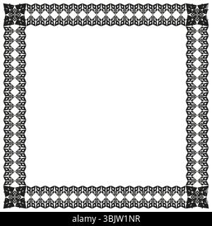 Kugelkettenrahmen. Grauer Vektorrahmen. Einfaches Punktquadrat. Geometrische Kante bereinigen. Stock Vektor