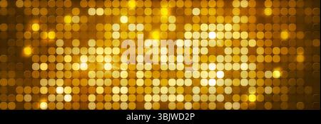 Gold glitzernde Bokeh-Textur, weiche Unschärfe, glatter Neonlicht-Hintergrund, goldener Lichthintergrund, geschäftlicher Erfolg Feier Dekoration Wand Stockfoto