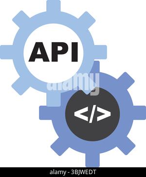 Vektorsymbol mit API-Tools für eine nahtlose Integration in Technologie- und Softwareentwicklung. Stock Vektor