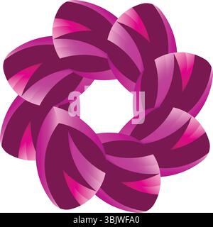Ein elegantes und lebhaftes abstraktes kreisförmiges Design mit magentafarbenen und rosa Blütenblättern-ähnlichen Formen mit Farbverläufen, die einen modernen flo schaffen Stock Vektor
