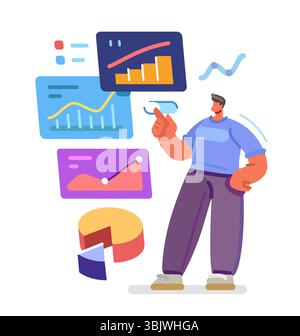 Investitionsmöglichkeiten, Statistiken. Finanzanalyse des Börsenhandels. Unternehmensführung, Finanzplanung Stock Vektor