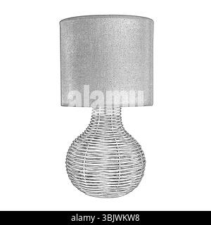 Grafische Skizze einer Schreibtischlampe auf weißem Hintergrund Stockfoto