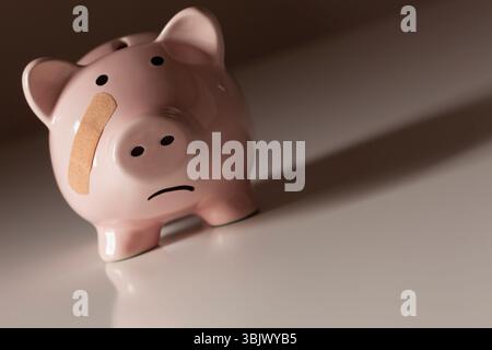 Schweinebank mit Bandage im Gesicht Stockfoto