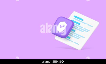 Vertragsvereinbarung Versicherung Rechtsform Sicherheitsschutz Kopierraum Banner. Dokumentenpapiere, Organisation, Gewährleistung der Geschäftsgarantie Stock Vektor