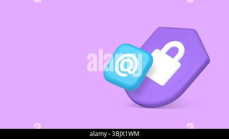 E-Mail-Sicherheit Sicherheit Cyber Crime Security Antivirus Protect Copy Space Banner. Schutz der Daten von Anti-Spam-Dokumenten vertrauliche Authentifizierung Stock Vektor