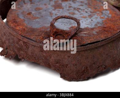 Ein Teil der alten, rostigen Blechdose Stockfoto