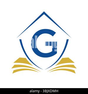 Bildungs-Logo auf Buchstabe G Konzept mit Buchsymbol Vektorvorlage Stock Vektor