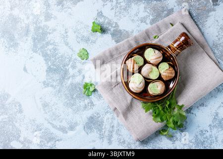 Ungekocht Escargots de Bourgogne Schnecken Stockfoto