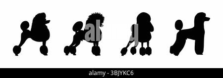 Pudelhund-Silhouette-Set Stock Vektor