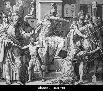 Altes Testament. Verfolgung der Israeliten durch Antiochus. 1 Makkabäer. Illustration von J. Schnorr von Carolsfeld. "Die Bilderbibel", 1852-60. Stockfoto