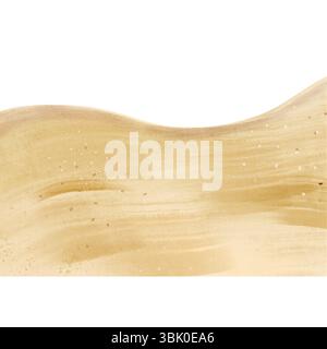 Aquarellillustration von weicher goldener Sandstruktur. Handbemalte Strandoberfläche, ideal für Sommer, Urlaub und Küstenmotive in warmen Farben Stockfoto