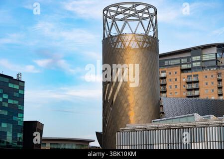Sonnenuntergang an den Salford Quays Stockfoto