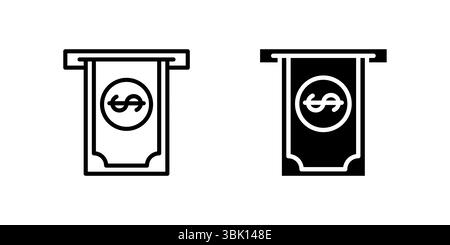 Symbolsatz „Ausheben“, der Geldautomaten-Cash-Out- und Bankgeschäfte im Glyphen-Stil veranschaulicht Stock Vektor