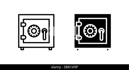 Money Safe Symbolset mit sicherem Tresor für Banking, Sparen und Finanzspeicherung Stock Vektor