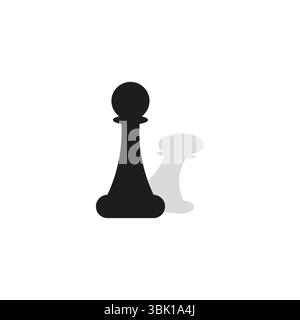 Symbol Schachfigur. Schwarze Schattenfigur. Symbol für Vektorstrategie. Form des Spielelements. Stock Vektor