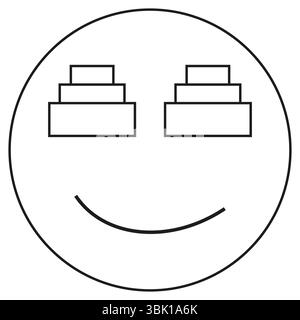 Smiley-Symbol. Augenform aus Ziegeln. Kreisförmige Vektorkontur. Spielerisches Ausdruckselement. Stock Vektor