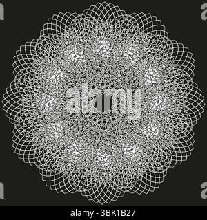 Mandala-Vektorsymbol. Kompliziertes kreisförmiges Design. Geometrisches Schwarzweiß. Dekorative Symmetrie Kunst. Stock Vektor