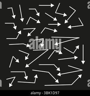 Weiße geometrische Pfeile. Richtungszeiger gesetzt. Abstrakte Zeilensymbole. Moderne Vektorsymbole. Stock Vektor