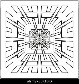 Symbol für Vektorlabyrinth. Geometrische quadratische Form. Weißes Hintergrundsymbol. Optisches Tiefenmuster. Stock Vektor