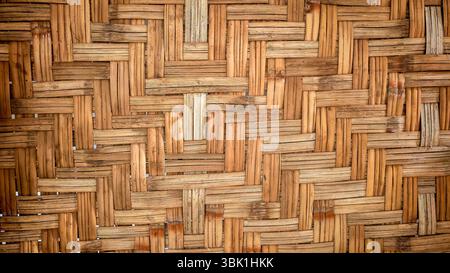 Nahaufnahme des traditionellen Bambus-Webmusters für Hintergrund oder Textur Stockfoto