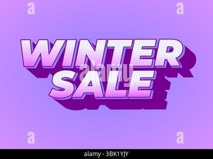 Winterangebot. Rosafarbener und lila Retro-Text für saisonales Angebot Stock Vektor
