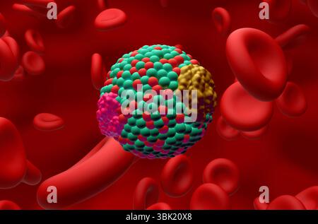 LDL-Cholesterin (Low-Density Lipoprotein) – Großansicht 3D-Abbildung Stockfoto