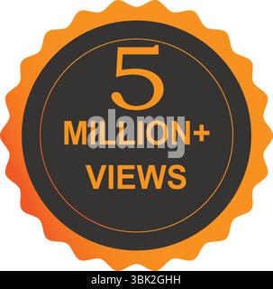 5 Millionen Aufrufe Feier Vektor Post mit Dankeschön und Glückwunsch. Kreisförmiges Hintergrunddesign, perfekt für Meilensteine in sozialen Medien und digitale Medien. Stock Vektor