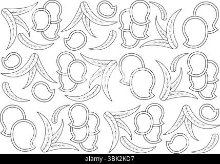 Ein einfarbiges, nahtloses Muster mit abstrakten Formen und stilisierten Blättern in einem handgezeichneten, von traditionellen indischen Designs inspirierten Stil. Th Stock Vektor