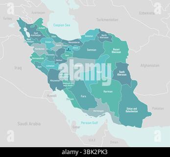 Karte der iranischen Provinzen Vektor-Illustration Stock Vektor