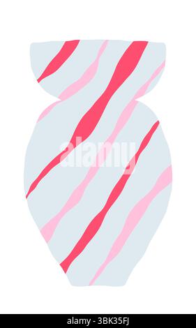 Handgezeichnete Vase. Kritzelei Ton Töpferei Illustration. Isolierte Vektorillustration für Wohnkultur und Design, Grußkarte, Banner, Poster, Etikett. Stock Vektor