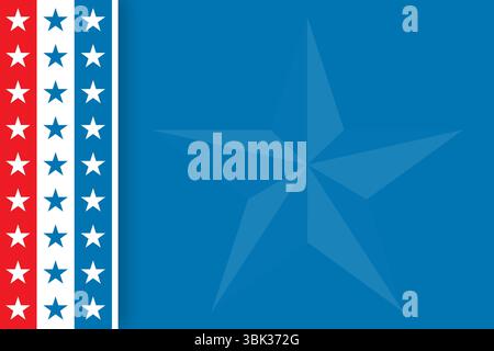 Flaches Design mit dreifarbigen Streifen mit Sternsäulen und blauem Feld mit schwachem Sternwasserzeichen Stockfoto