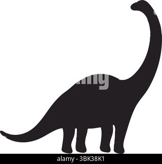 Dinosaurier Silhouette Vektor, Black Brachiosaurus Clipart, Isolierte Prähistorische Tierkunst, Natur Ausgestorbene Wildtiere, Einfache Umrisse, Jurassic Design Stock Vektor