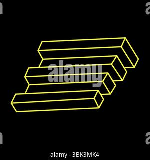 Unmögliche Objekte. Geometrische Linienform. Optische Illusionsfigur. Stock Vektor